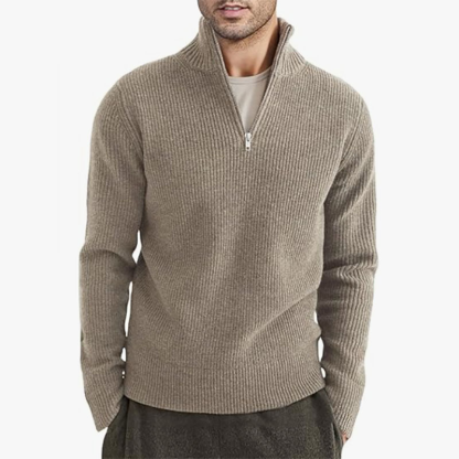 Men's New Thickened Half-High Zipper Collar Men's Warm Winter Sweater