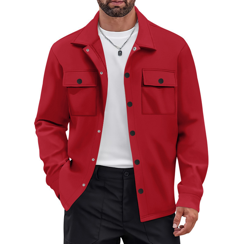 American Heavyweight Workwear Retro Commuter Single-Breasted Lapel Jacket Casual Long-Sleeved Shirt
