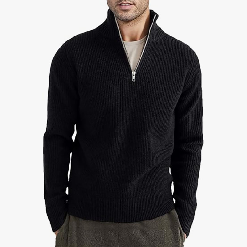 Men's New Thickened Half-High Zipper Collar Men's Warm Winter Sweater