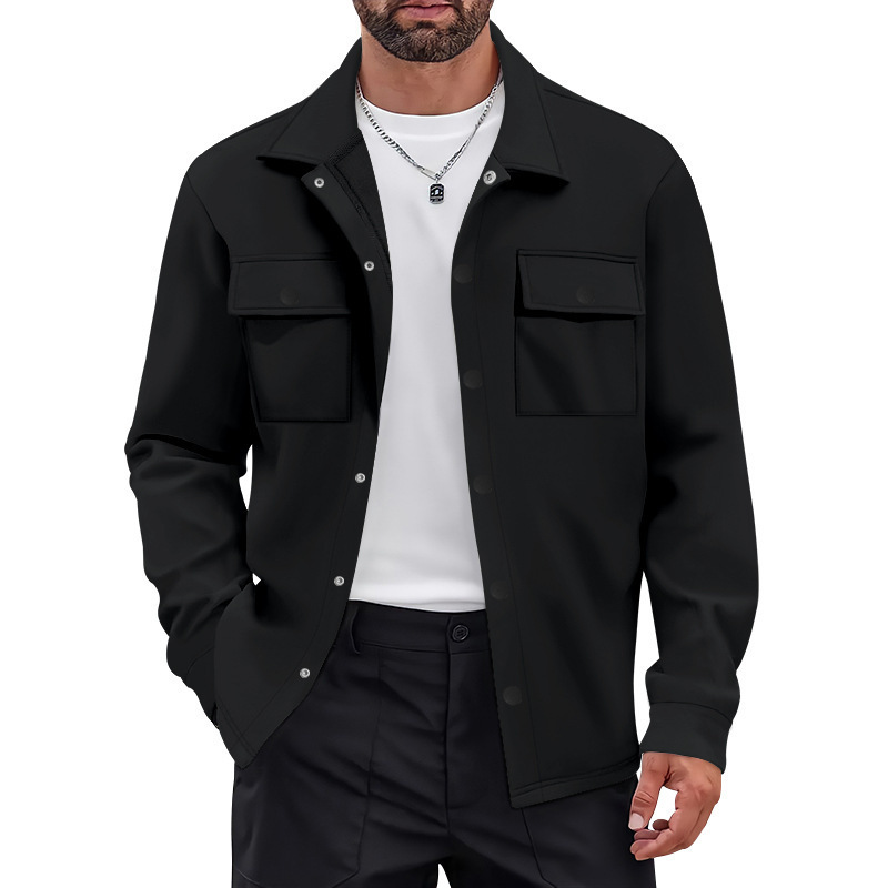 American Heavyweight Workwear Retro Commuter Single-Breasted Lapel Jacket Casual Long-Sleeved Shirt