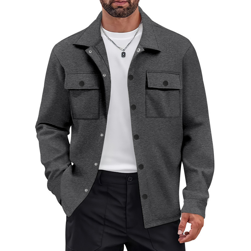 American Heavyweight Workwear Retro Commuter Single-Breasted Lapel Jacket Casual Long-Sleeved Shirt