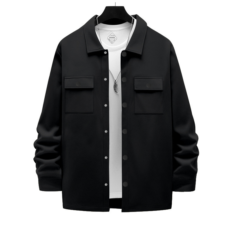 American Heavyweight Workwear Retro Commuter Single-Breasted Lapel Jacket Casual Long-Sleeved Shirt