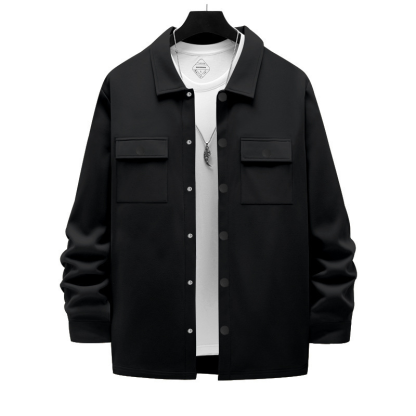 American Heavyweight Workwear Retro Commuter Single-Breasted Lapel Jacket Casual Long-Sleeved Shirt