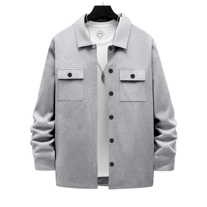 American Heavyweight Workwear Retro Commuter Single-Breasted Lapel Jacket Casual Long-Sleeved Shirt