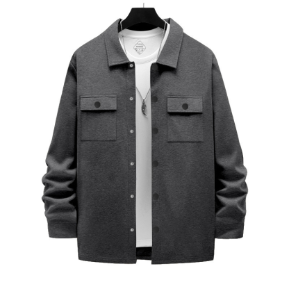American Heavyweight Workwear Retro Commuter Single-Breasted Lapel Jacket Casual Long-Sleeved Shirt