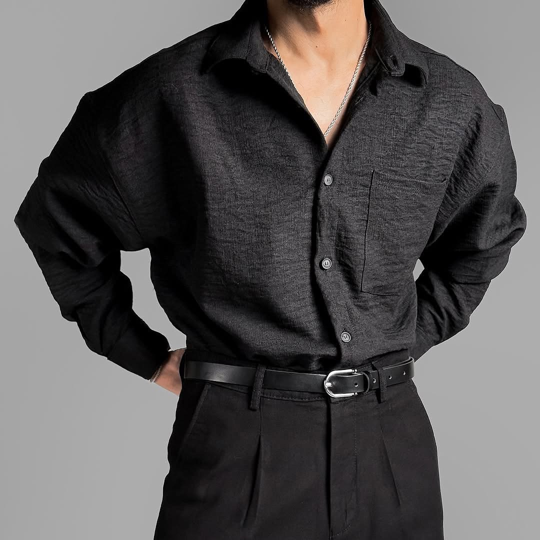 Men's Loose Fit Long-Sleeved Shirt, Versatile Design, Highlighting Masculine Charm, Skin-Friendly Fabric