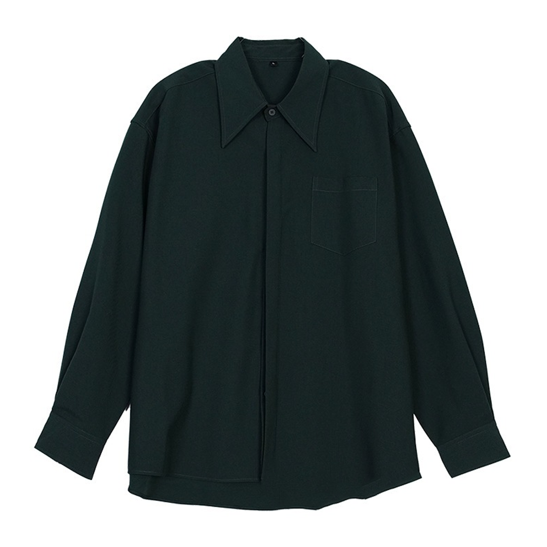 Spring And Autumn Solid Color Silhouette Men's Long Sleeve Shirt