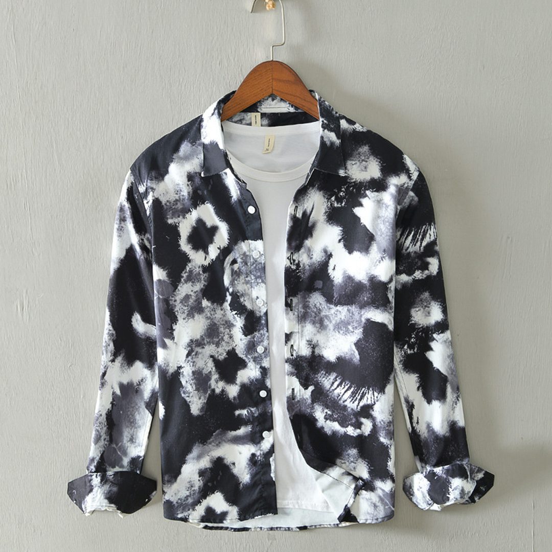 Graffiti All-Match Long-Sleeved Shirt Men's Casual Printed Shirt