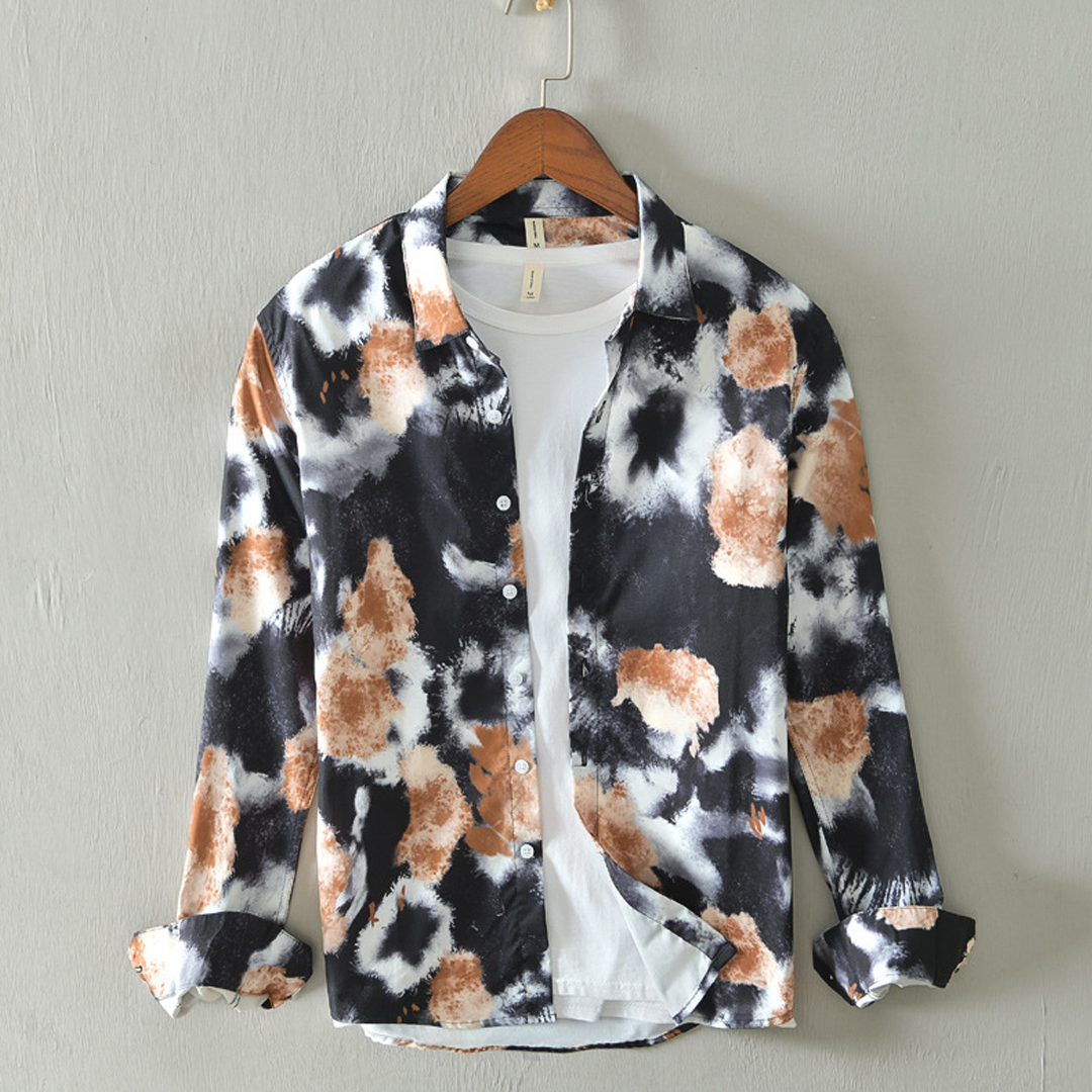 Graffiti All-Match Long-Sleeved Shirt Men's Casual Printed Shirt