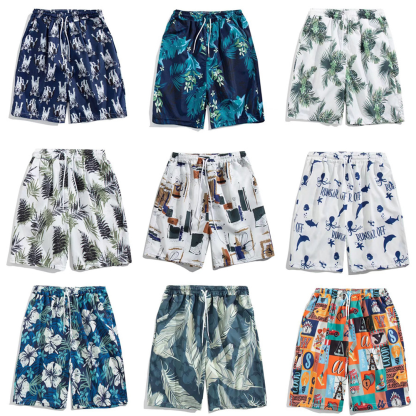 Men's Loose Large Size Beach Pants With Prints Large Pants Quick-Drying Shorts