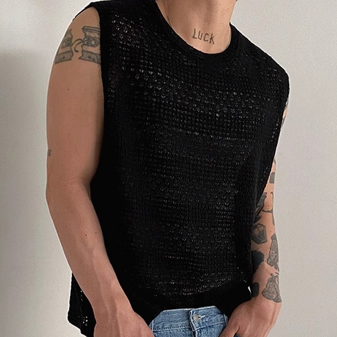 Summer Men's Light Breathable Knitted Sleeveless Vest