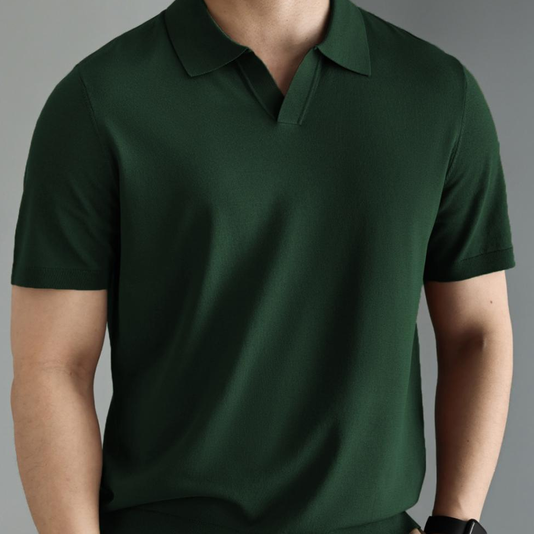 Men's Slim Fit Solid Color Short-Sleeved Polo Shirt