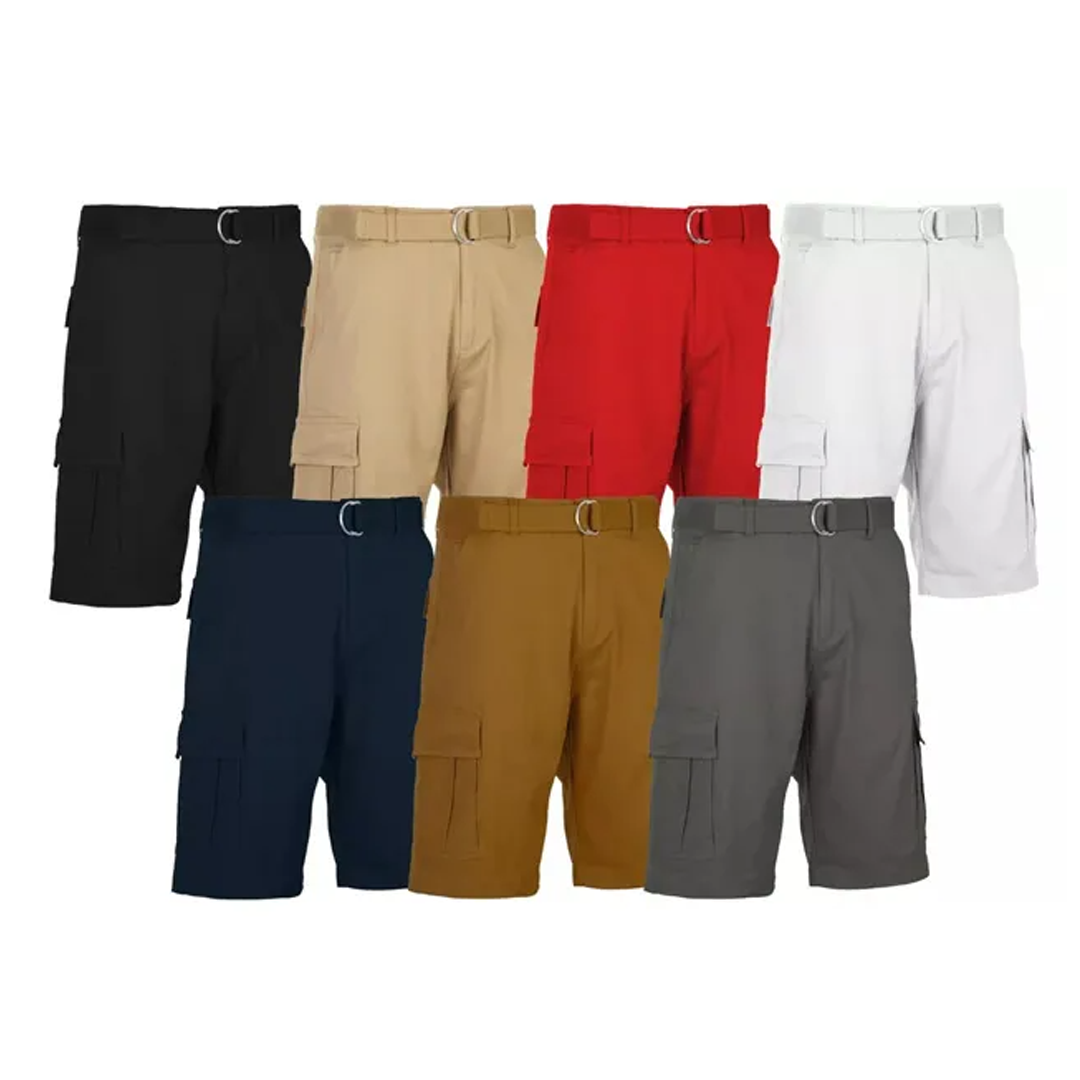 Men's Cotton Belted Cargo Shorts Vintage Distressed Lounge Hiking With Belt Sizes 28-50  NEW
