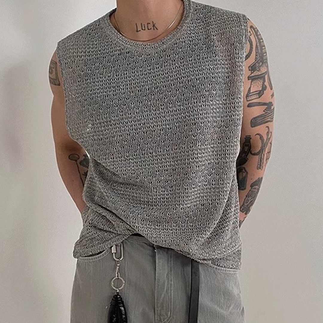 Summer Men's Light Breathable Knitted Sleeveless Vest