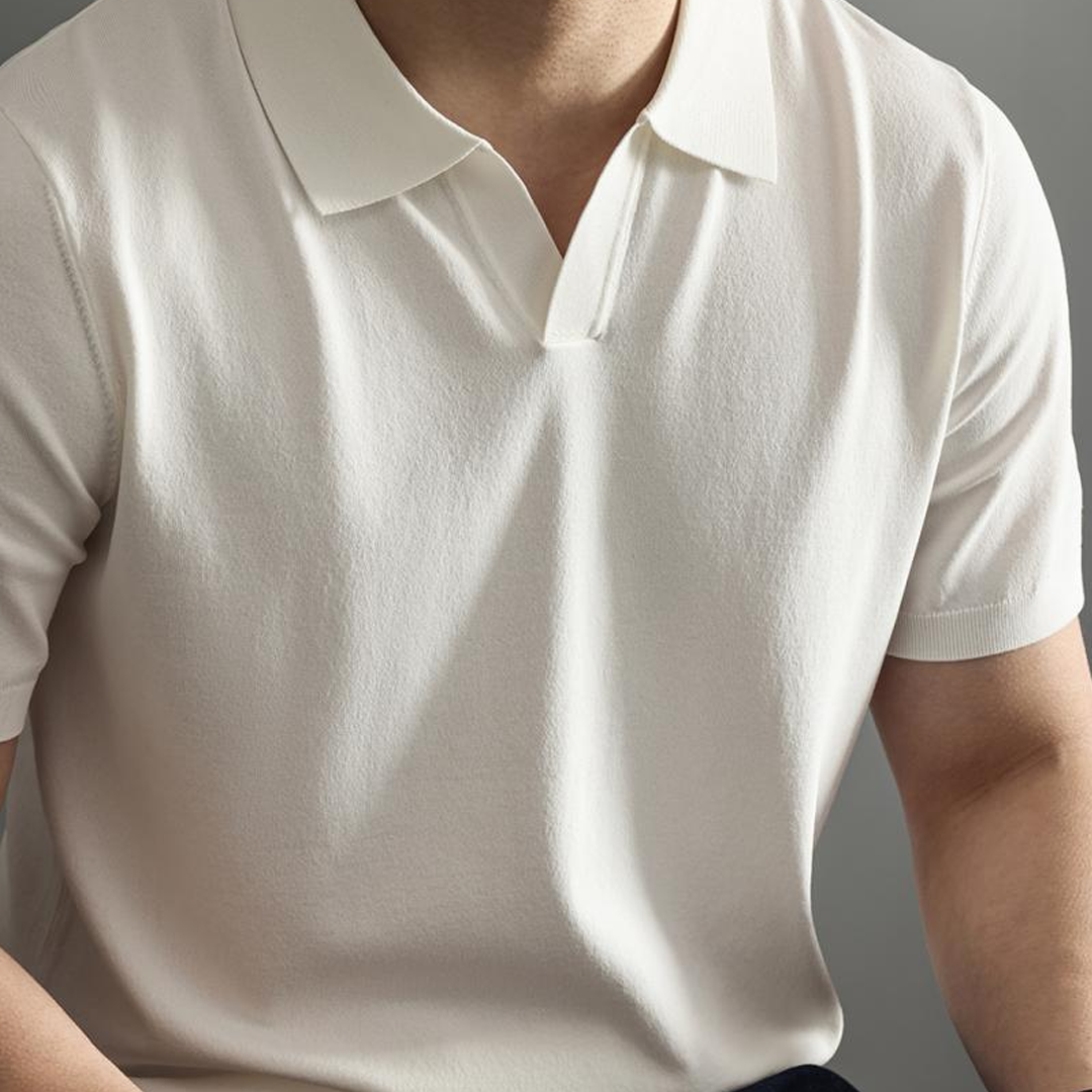 Men's Slim Fit Solid Color Short-Sleeved Polo Shirt