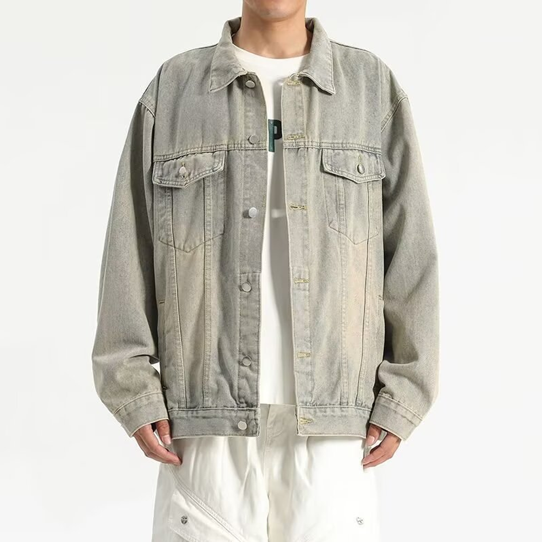 Men's Denim Jacket Spring And Autumn Retro Handsome Workwear Casual Ja