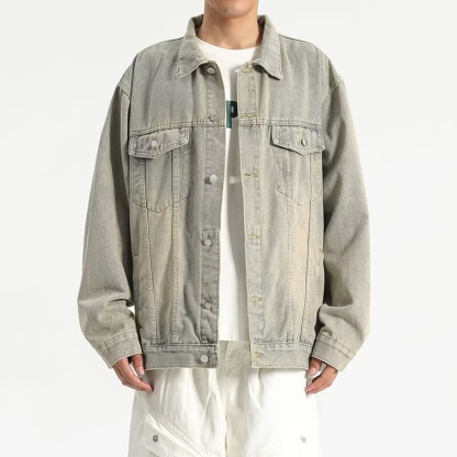 Men's Denim Jacket Spring And Autumn Retro Handsome Workwear Casual Jacket