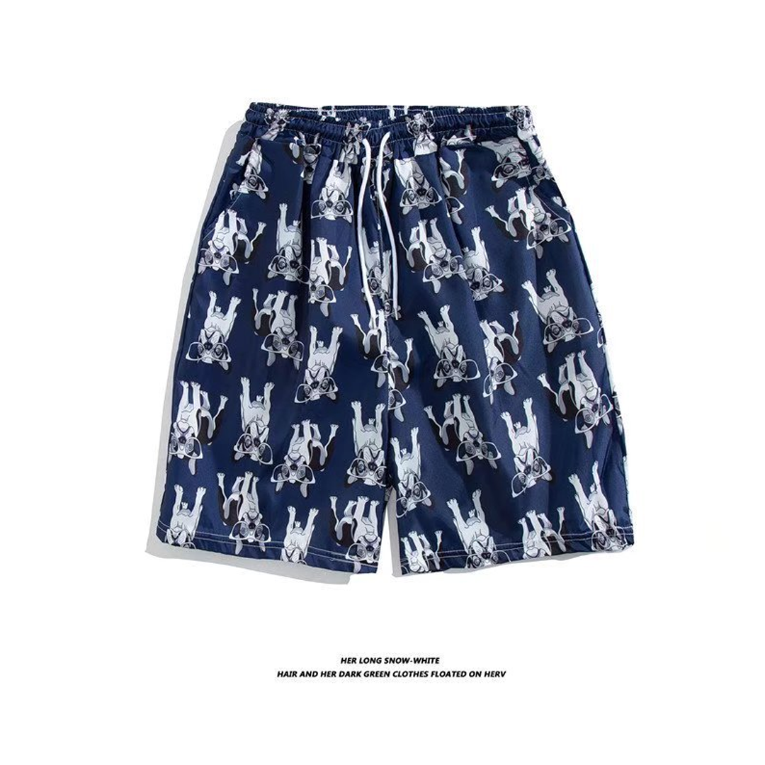 Men's Loose Large Size Beach Pants With Prints Large Pants Quick-Drying Shorts