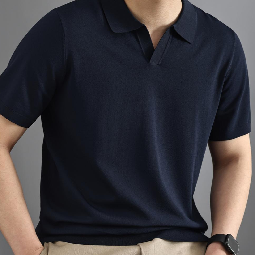 Men's Slim Fit Solid Color Short-Sleeved Polo Shirt