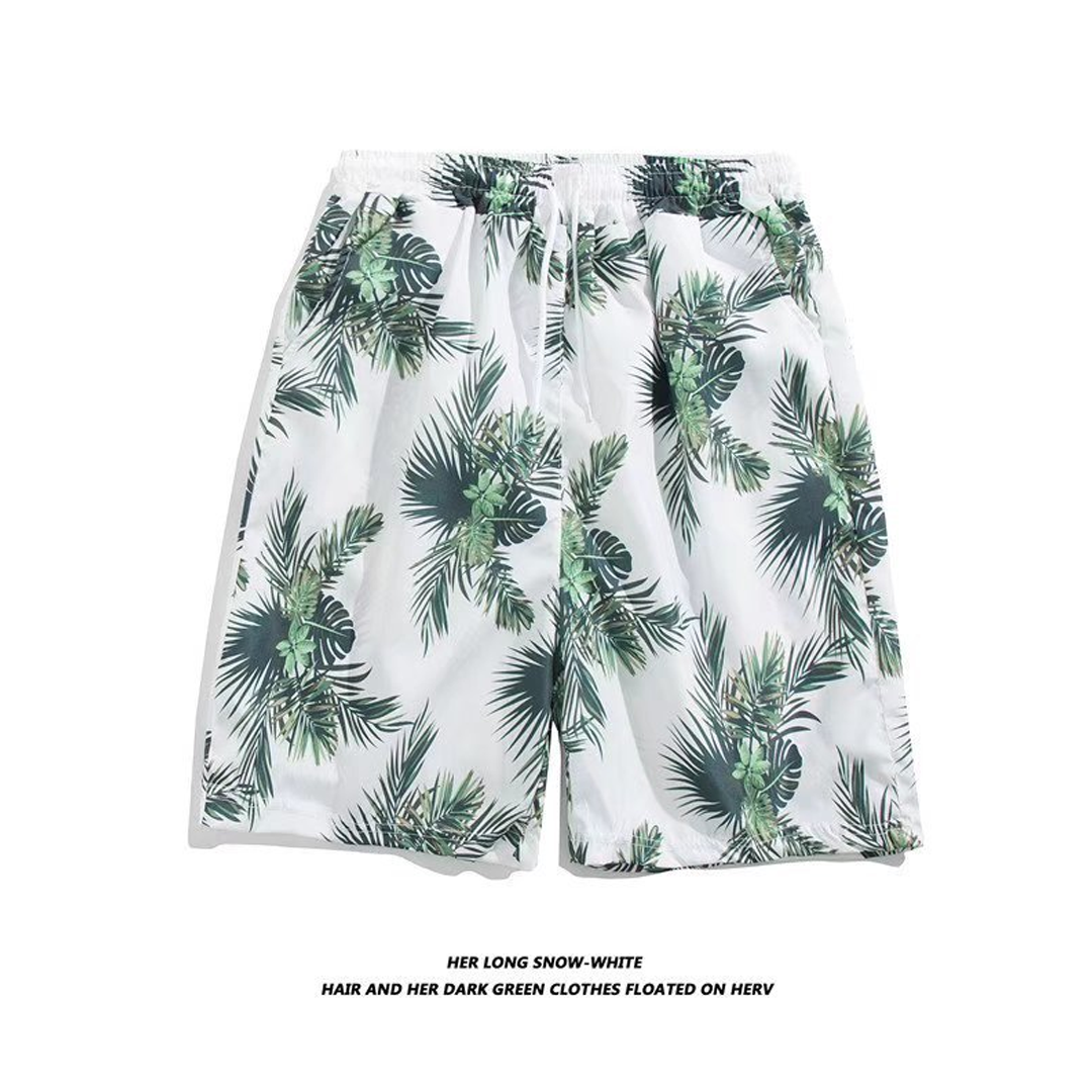 Men's Loose Large Size Beach Pants With Prints Large Pants Quick-Drying Shorts