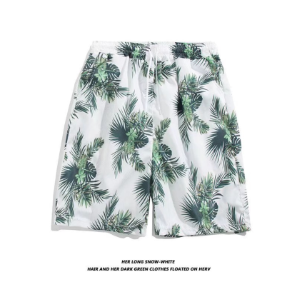 Men's Loose Large Size Beach Pants With Prints Large Pants Quick-Drying Shorts