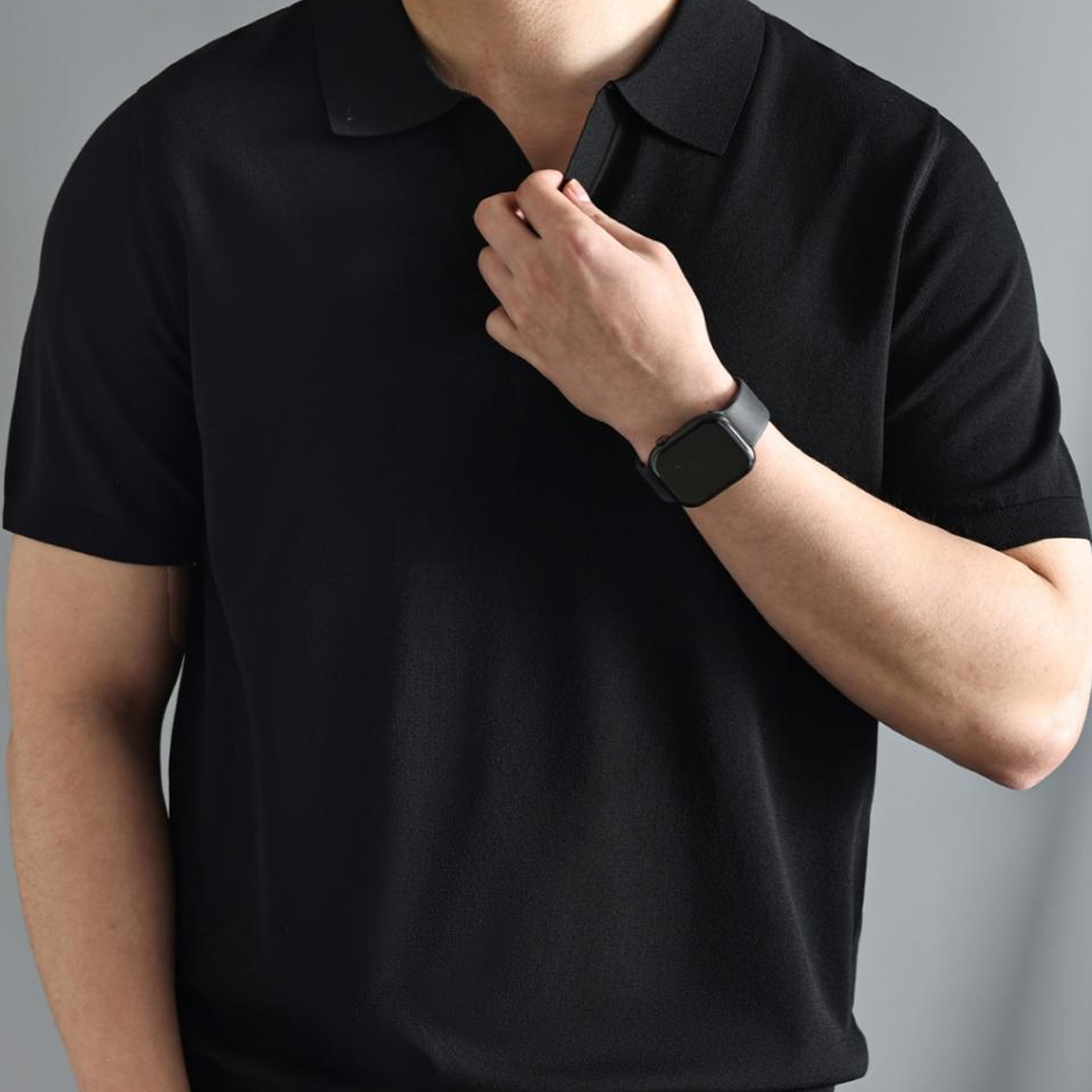 Men's Slim Fit Solid Color Short-Sleeved Polo Shirt