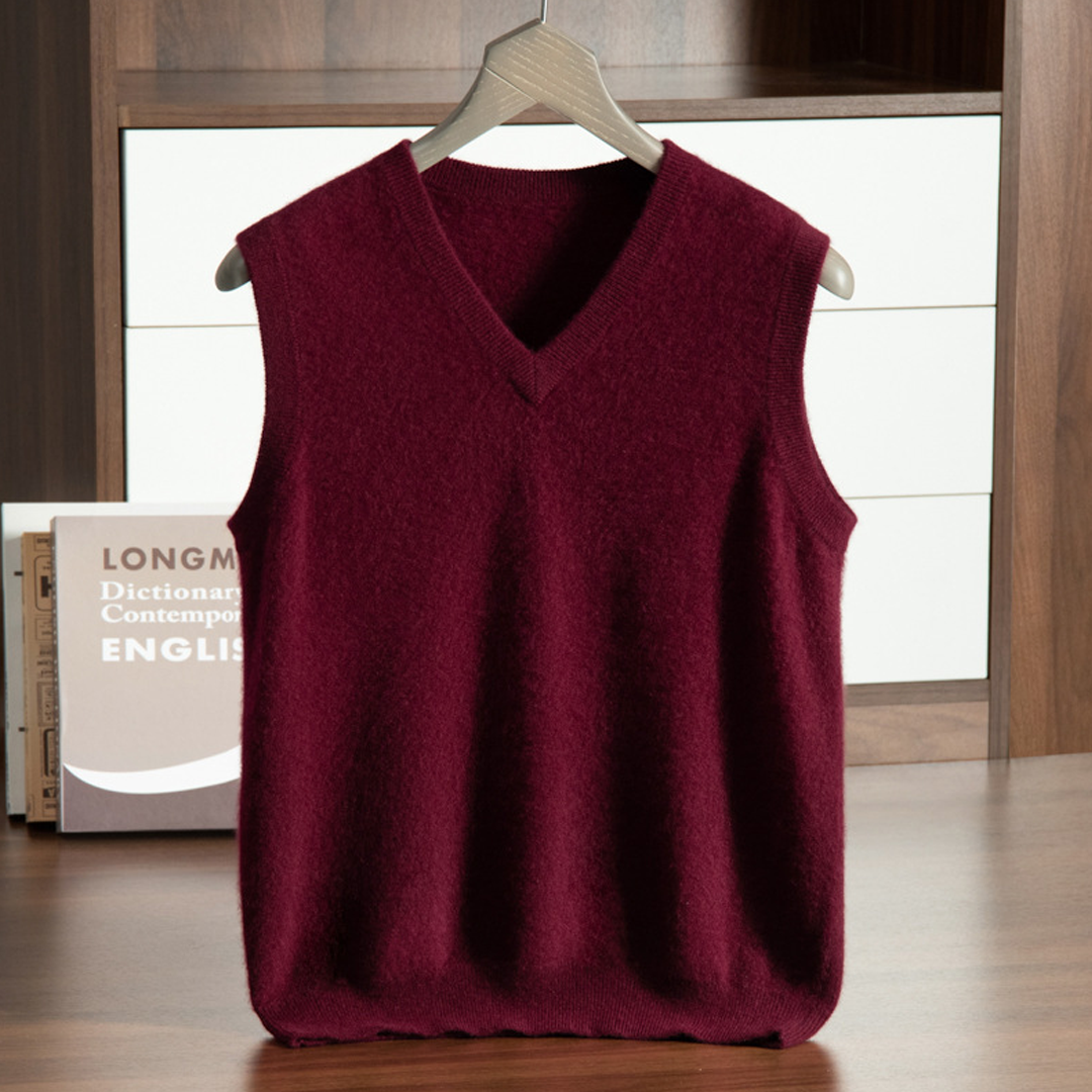 Men's Cashmere Sweater V-neck Vest Large Size Sleeveless Vest
