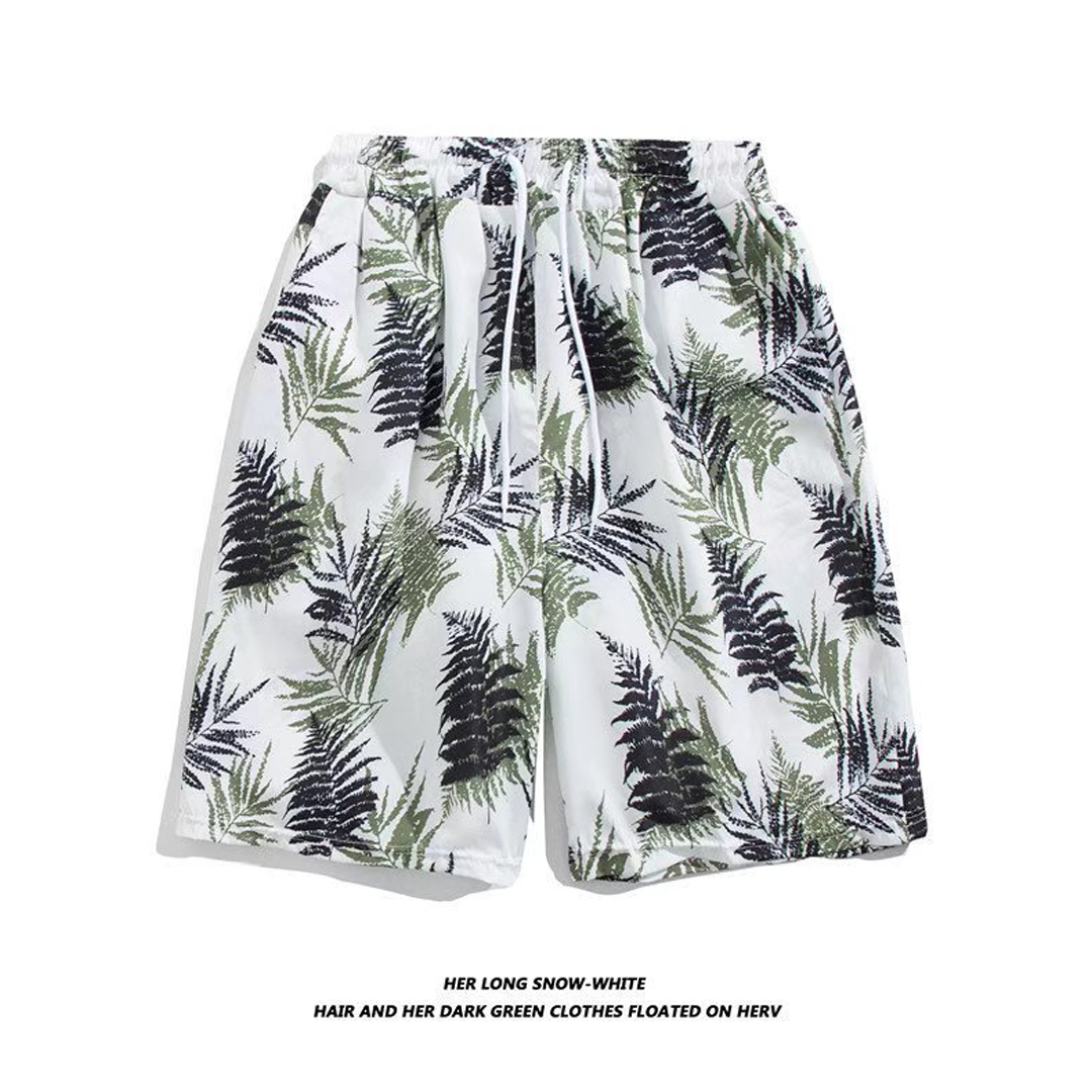 Men's Loose Large Size Beach Pants With Prints Large Pants Quick-Drying Shorts