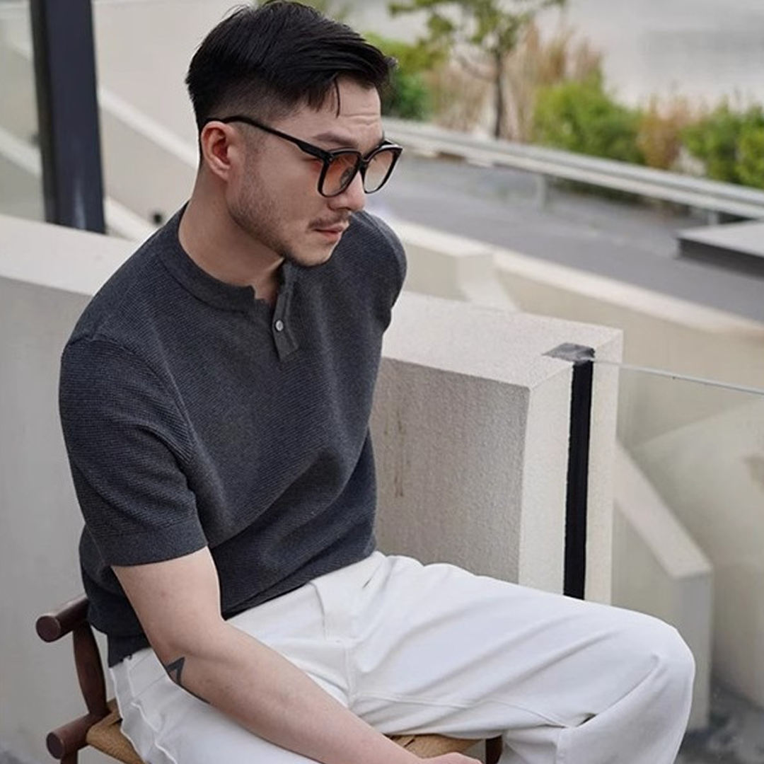 Knitted Short-Sleeved Henley Collar Polo Shirt Mature And Steady Men's