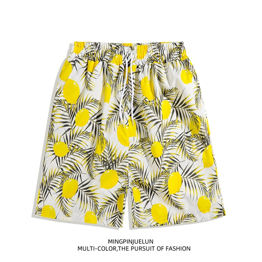 Men's Loose Large Size Beach Pants With Prints Large Pants Quick-Dryin