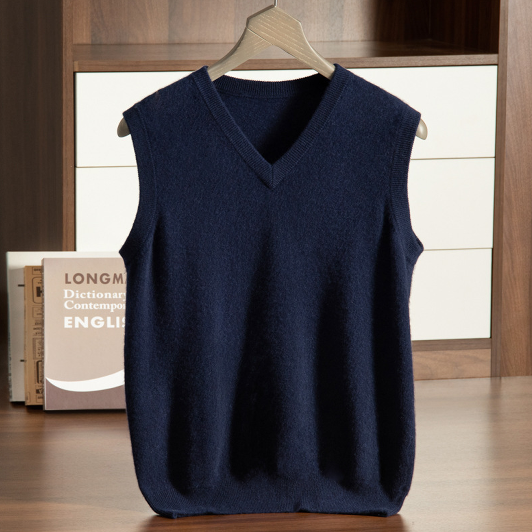 Men's Cashmere Sweater V-neck Vest Large Size Sleeveless Vest