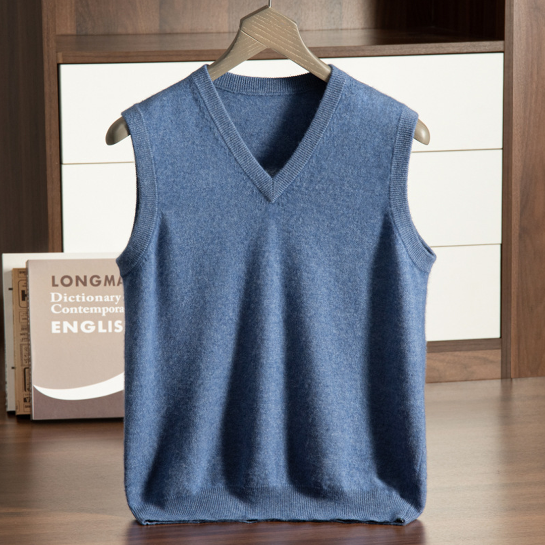 Men's Cashmere Sweater V-neck Vest Large Size Sleeveless Vest