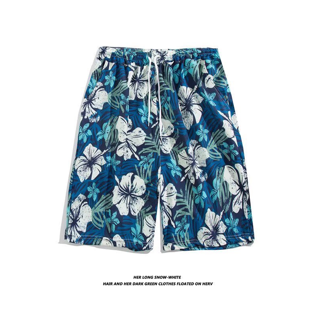 Men's Loose Large Size Beach Pants With Prints Large Pants Quick-Drying Shorts