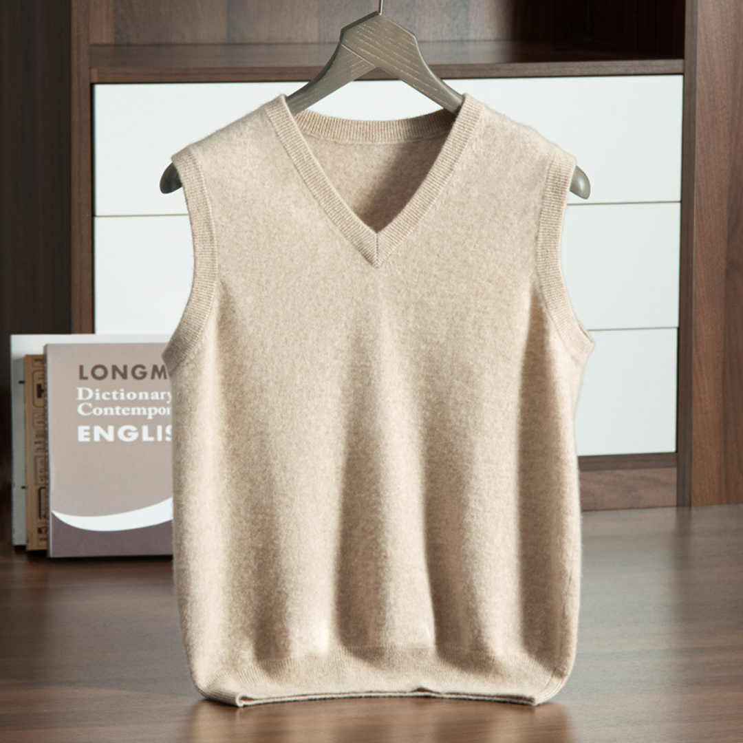Men's Cashmere Sweater V-neck Vest Large Size Sleeveless Vest