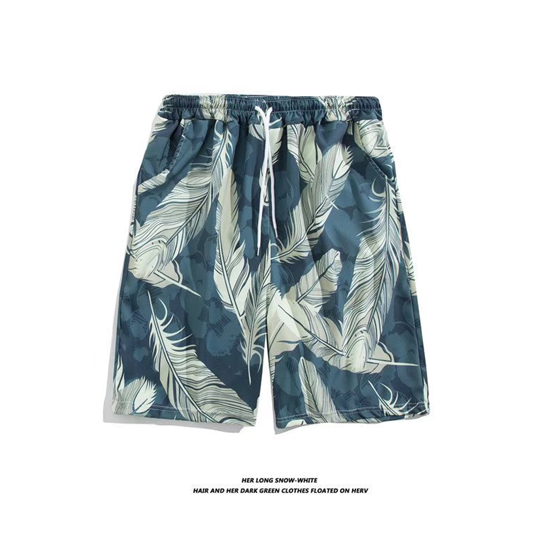 Men's Loose Large Size Beach Pants With Prints Large Pants Quick-Drying Shorts