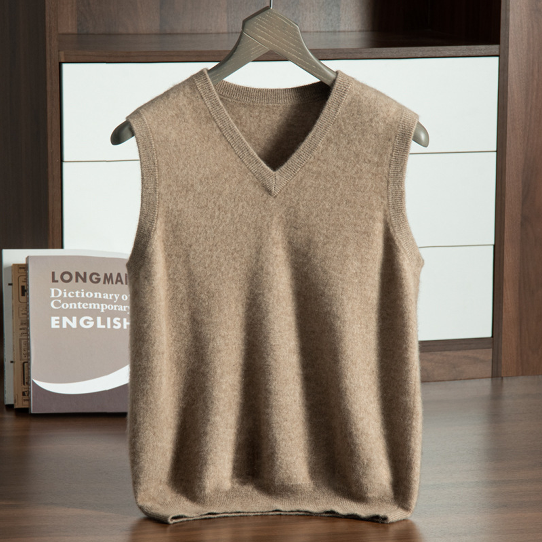 Men's Cashmere Sweater V-neck Vest Large Size Sleeveless Vest