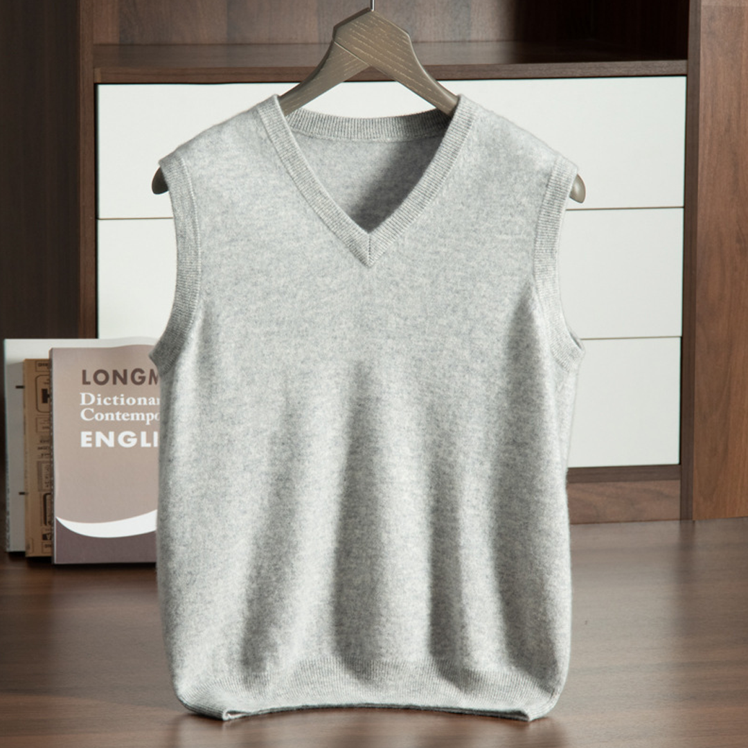 Men's Cashmere Sweater V-neck Vest Large Size Sleeveless Vest