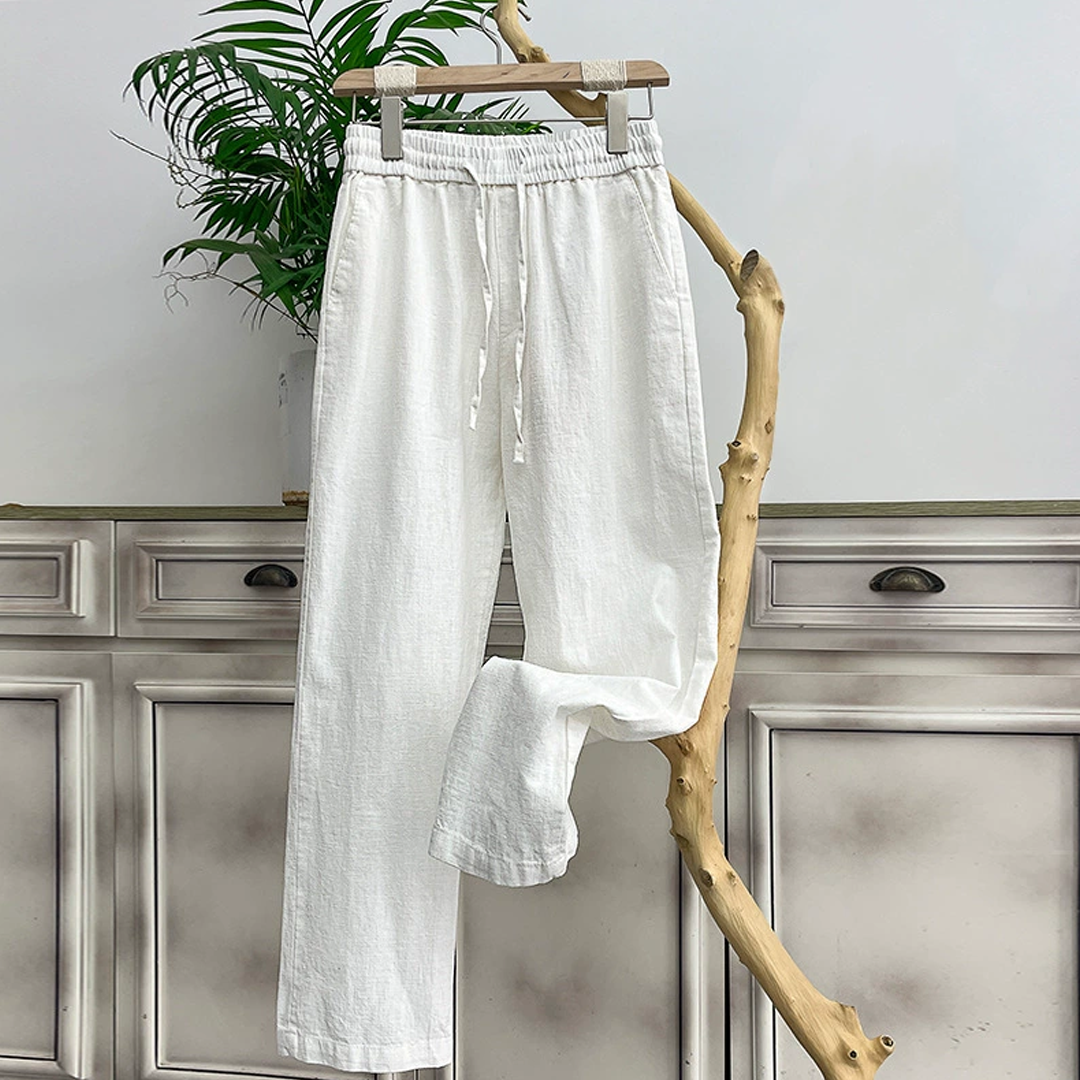 Men's Casual Pants Loose Wide-Leg Thin Linen Trousers