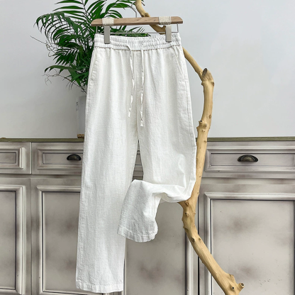 Men's Casual Pants Loose Wide-Leg Thin Linen Trousers