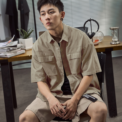 Men's Casual Loose Workwear Short-Sleeved Shirt