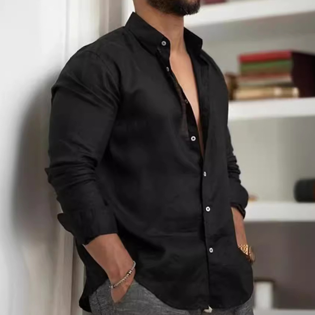Cotton And Linen Solid Color Men's Shirt Casual Versatile