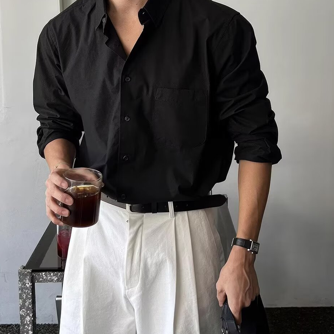 Cotton And Linen Wrinkled Shirt Men's High-End Loose Sunscreen Long-Sleeved Top Skin-Friendly Breathable Linen Shirt