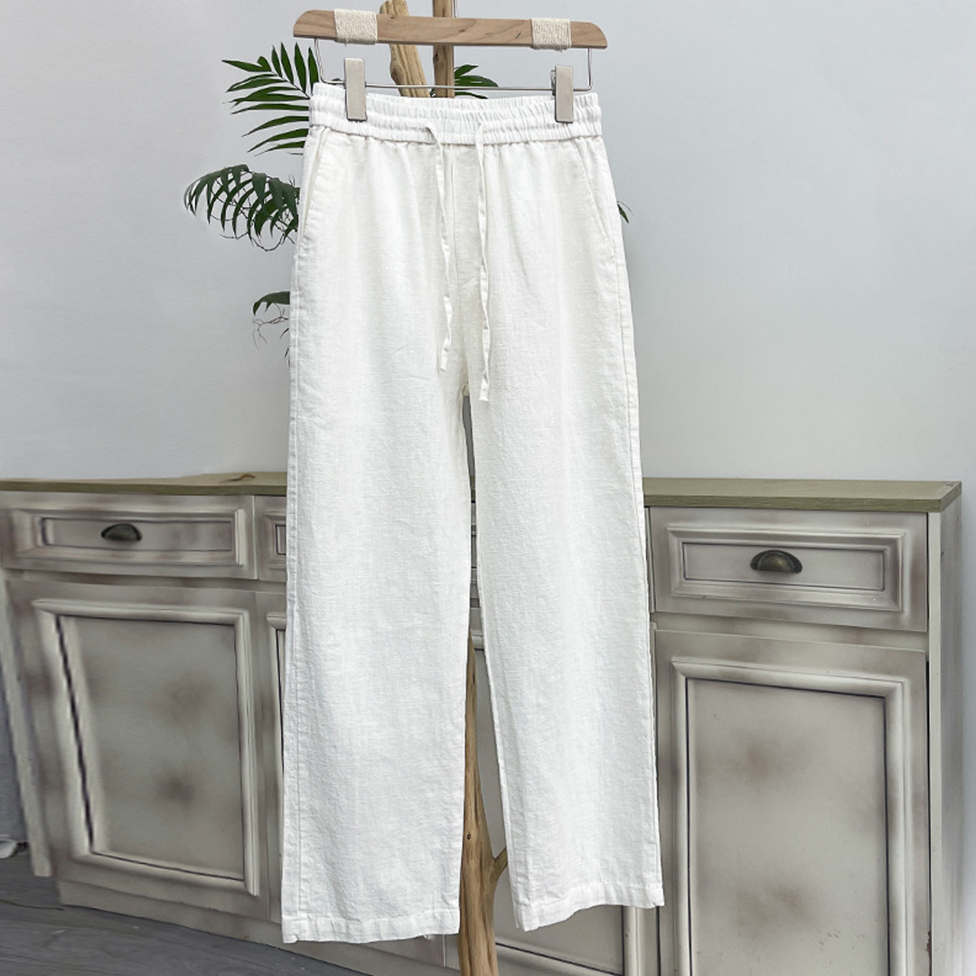 Men's Casual Pants Loose Wide-Leg Thin Linen Trousers