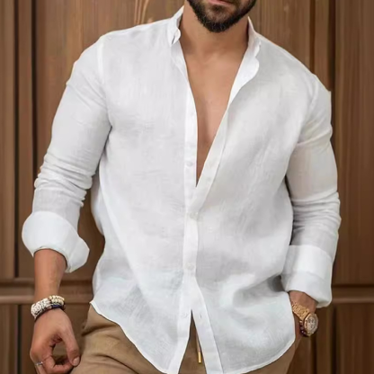 Cotton And Linen Solid Color Men's Shirt Casual Versatile