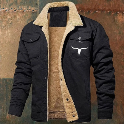 Fall/winter Men's Fleece-Cotton Cargo Casual Jacket