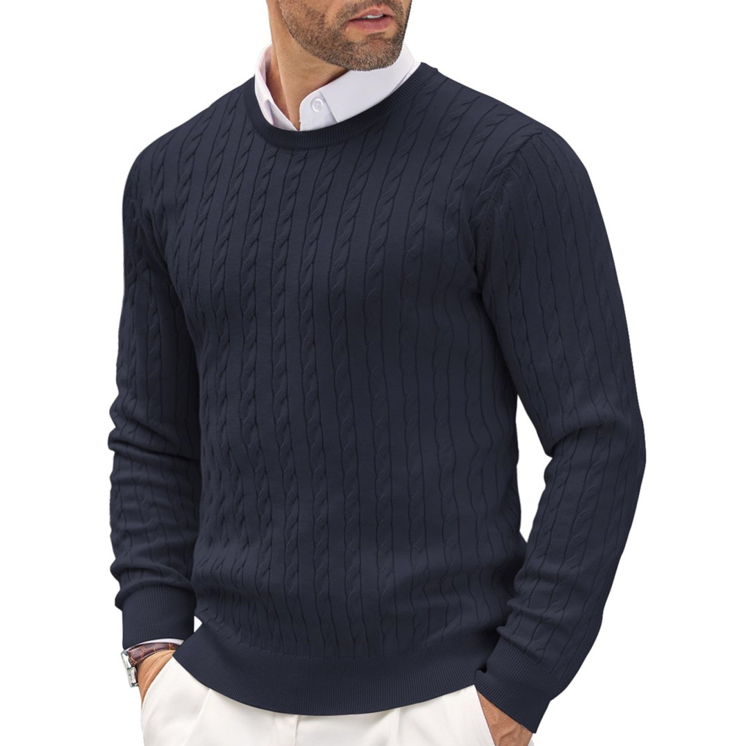 Twisted Solid Color Autumn And Winter New Men's Round Neck Pullover Kn