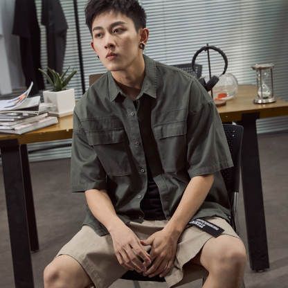 Men's Casual Loose Workwear Short-Sleeved Shirt