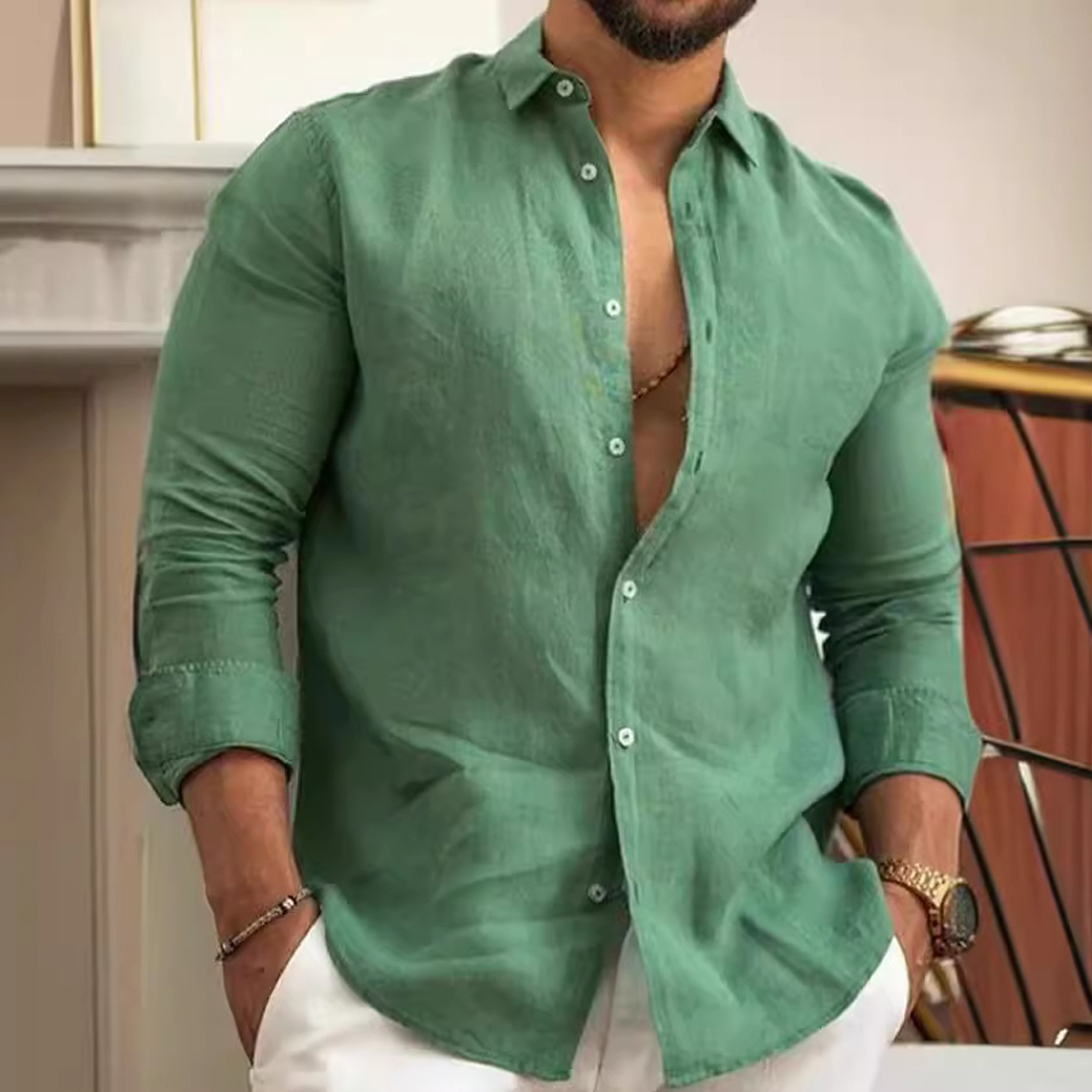 Cotton And Linen Solid Color Men's Shirt Casual Versatile