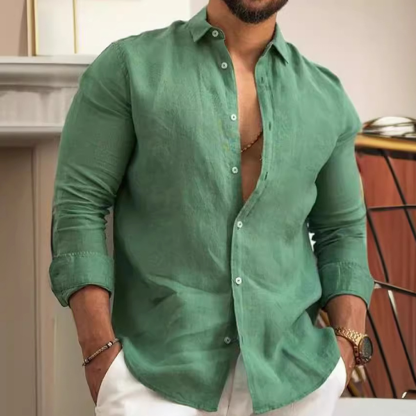 Cotton And Linen Solid Color Men's Shirt Casual Versatile