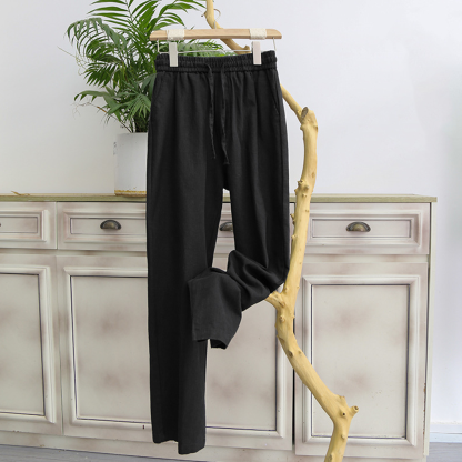 Men's Casual Pants Loose Wide-Leg Thin Linen Trousers